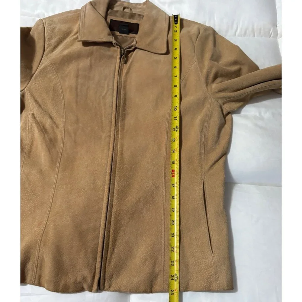 VTG Siena Womens Tan Suede Leather Jacket Full-Zip Collared 1990s Vintage L - Picture 12 of 12
